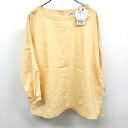 【新品/訳アリ】COEN コーエン FREE レディース プルオーバートップス パフスリーブ 無地 長袖(7分?) 綿×麻×ポリ ヘザーパールオレンジ系