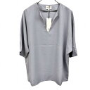 ディオスフロント 【新品/訳アリ】Diosfront プルオーバーシャツ キーネック 5分袖 無地 キモノスリーブ ポリ100% M ネイビー レディース