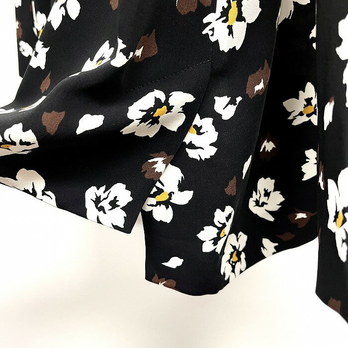 【中古】[印象AB] GLOBAL WORK グローバルワーク プルオーバー / シャツ / カットソー レディース M ブラック 黒×茶×白×黄 ポリ100% 裾の両側にスリット 花柄 Vネック 長袖 袖口スリット undo-rowa-10063272 Undo Rowa 楽天市場店 サンプル画像2