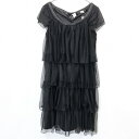 【新品】axes femme アクシーズファム M レディース 女性 ティアードチュールワンピース 裏地付き 無地 ロング ブラック 黒