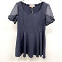 【新品】MINIMUM MINIMUM - M レディース カットソーワンピース 裏地無し Tシャツ生地 シースルーリボンスリーブ Uネック 半袖 杢ネイビー