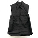 【中古】ZARA ザラ M レディース シャツチュニック シャツワンピース ノースリーブ 無地 フライフロント ボタン留め ポケット 綿100% ブラック 黒