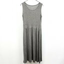 【中古】Aライン ノースリーブストレッチカットソーワンピース レディース 女性 Tシャツ生地 無地 ウエストギャザー 裏地無し -×- 杢グレー