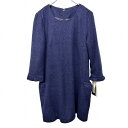 ブティックエコー 【新品/訳アリ】BOUTIQUE ECHO 起毛 ワンピース 裏地付き 7分袖 ポリ×ウール×アクリル 9 メランジ ネイビー レディース
