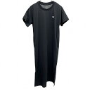 【中古】ザ・ノースフェイス THE NORTH FACE Tシャツワンピース ロング 裏地無し 裾の両サイドにスリット 半袖 ポリ100% S ブラック レディ...