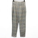 【中古】ZARA trf ザラ XS レディース ハイウエスト パンツ テーパード チェック ジップフライ ポリエステル×レーヨン×ポリウレタン 茶色×緑×黒(4)