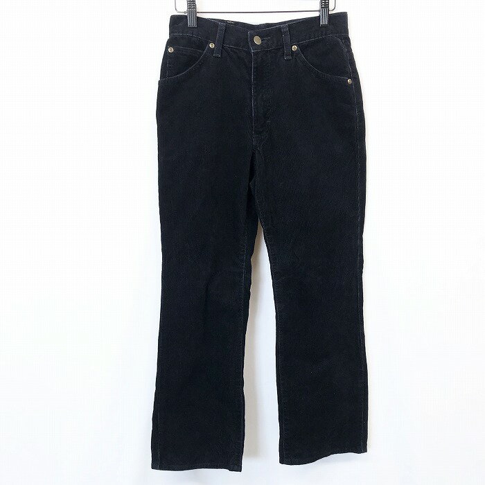 【もうすぐ終了|期間限定特別セール!!\★30%OFF★/対象商品|〜7月12日(土)09時59分まで】【中古】Lee リー 28 レディース コーデュロイ パンツ 若干フレア ジップフライ ウエストにロゴラベル ロング 日本製 綿100% ダークネイビー(黒?)