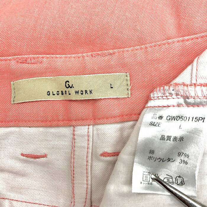 【中古】[印象AB] GLOBAL WORK グローバルワーク クロップドパンツ レディース L ヘザーピンク 綿×ポリウレタン 若干テーパード 強めのストレッチ 無地 ジップフライ undo-rowa-10050050 Undo Rowa 楽天市場店 サンプル画像2
