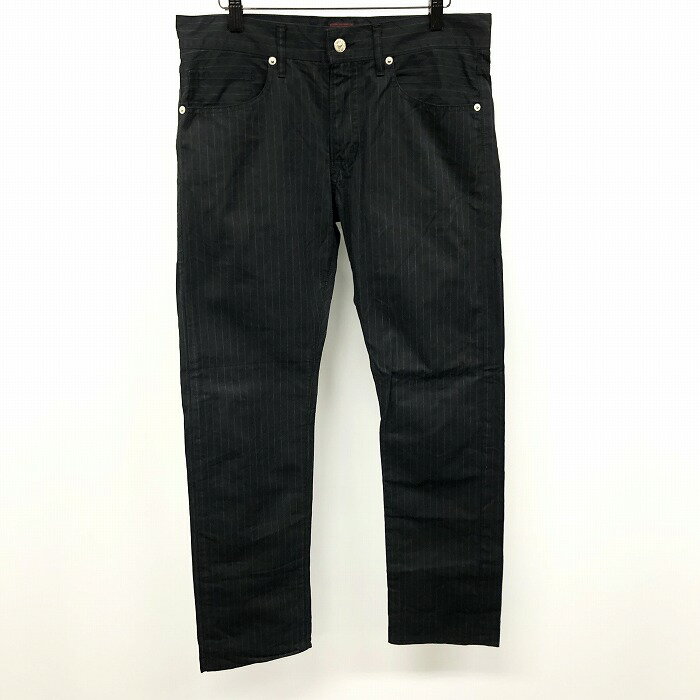 【全品ポイント10倍|開催中|〜05/16(金)01:59まで\5月お買い物マラソン/100円〜2,000円OFFクーポン配布中】【中古】SLAP SHOT スラップショット 32 メンズ パンツ ストレート ピンストライプ ジップフライ 日本製 綿100% ブラック系×ダークグレー 黒系