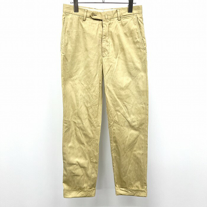 【スーパーSALE★30%OFF★対象商品】【中古】[印象BC] GTA TOMORROWLAND ジーティーアー トゥモローランド チノパンツ メンズ 44 ベージュイエロー系 黄色系 綿100% ストレート ジップフライ 裾はスナップボタン留め ダブル 無地