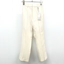 【新品/訳アリ】CIAOPANIC - S レディース 若干薄手 フレアパンツ センターライン 腿まで裏地付き ウエストゴム 無地 ポリなど アイボリー