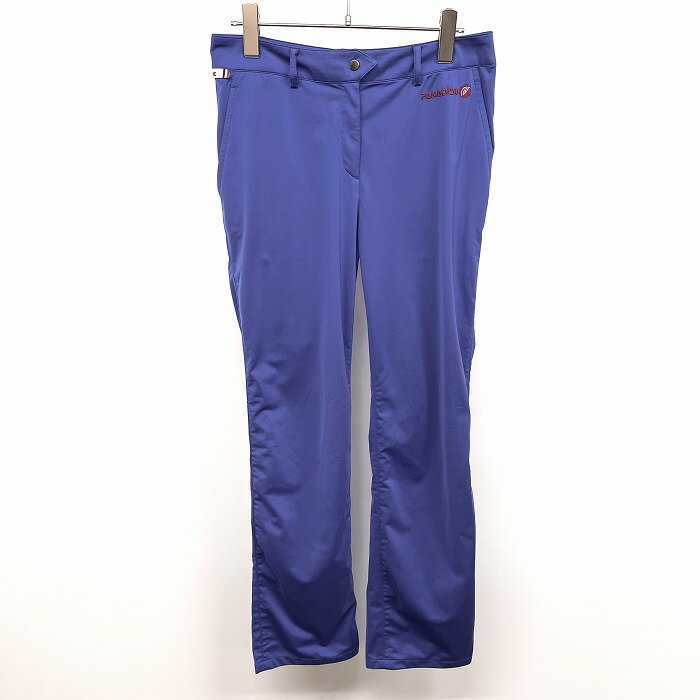 乐天商城 - 【中古】[印象AB] PARADISO パラディーゾ パンツ レディース 9号 M ネイビー系 紺系 ポリ100% 薄手 ゴルフ ストレート ロゴ刺繍 ジップフライ ロング