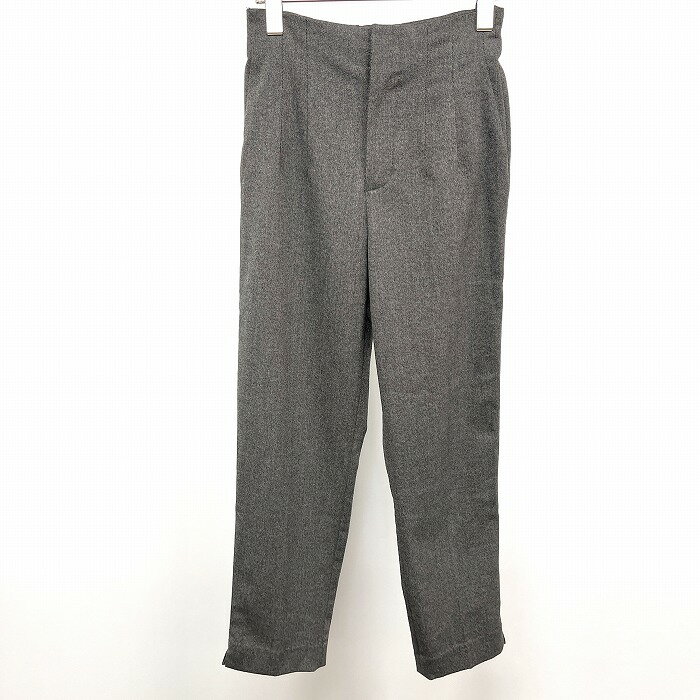 【中古】ザラ ZARA テーパード パンツ 裾スリット 無地 ベルトループ無し ポリエステル×レーヨン×ポリウレタン 36 ヘザーグレー レディース