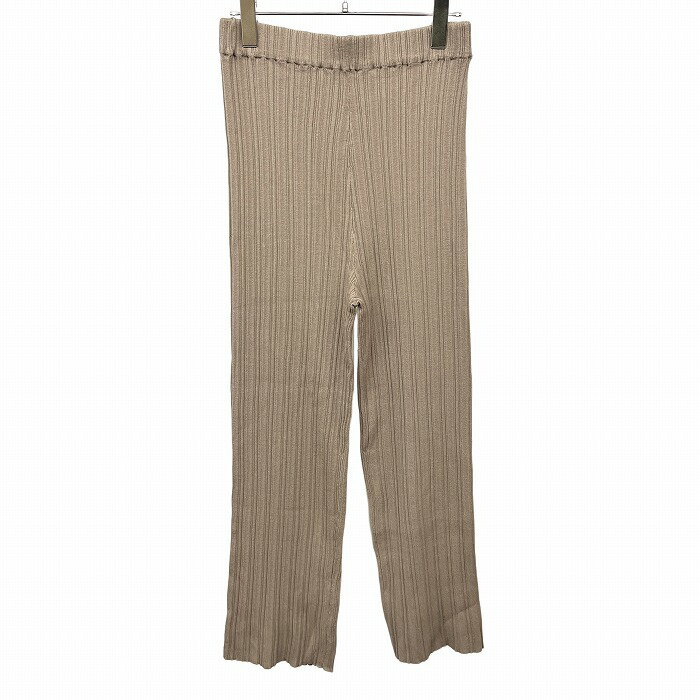 Rakuten - 【スーパーSALE★半額★対象商品】【中古】[印象A] NATURAL BEAUTY BASIC ナチュラルビューティーベーシック リブパンツ レディース M ベージュ レーヨン×ポリ 前立て無し(ファスナーなど無し) ストレッチ ストレート 無地