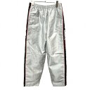【中古】ONSIDE by PERSON'S パンツ テーパード 裏地付き ウエストにゴムと紐 ポリ100% M グレーシルバー グレー系×赤×黒×白 メンズ