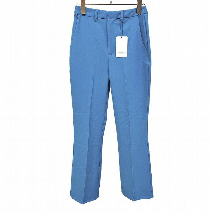 Cropped Pants - 【新品】＆. NOSTALGIA アンドドット ノスタルジア パンツ フレア 無地 ジップフライ ポリエステル×ポリウレタン M ブルー 青 レディース