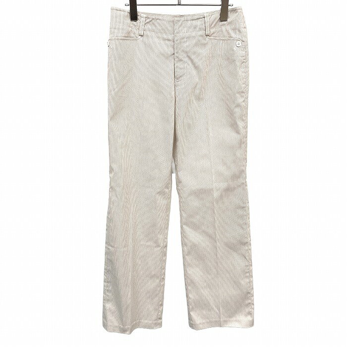 Rakuten - 【中古】[印象AB] Eddie Bauer エディーバウアー パンツ レディース P8 ブラウン 茶×白 ポリエステル×綿×ポリウレタン ジップフライ トップボタンはダブルホック 少し薄手 ストライプ ストレート