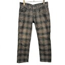 【中古】セマンティックデザイン semantic design パンツ チェック シンチバック ストレート 綿×ポリウレタン M ブラウン 茶×黒 メンズ