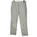 【中古】ディッキーズ Dickies パンツ グレンチェック 千鳥格子 ストレート ジップフライ ロゴパッチ 綿100% 71 グリーン 緑×黒×白系 メンズ