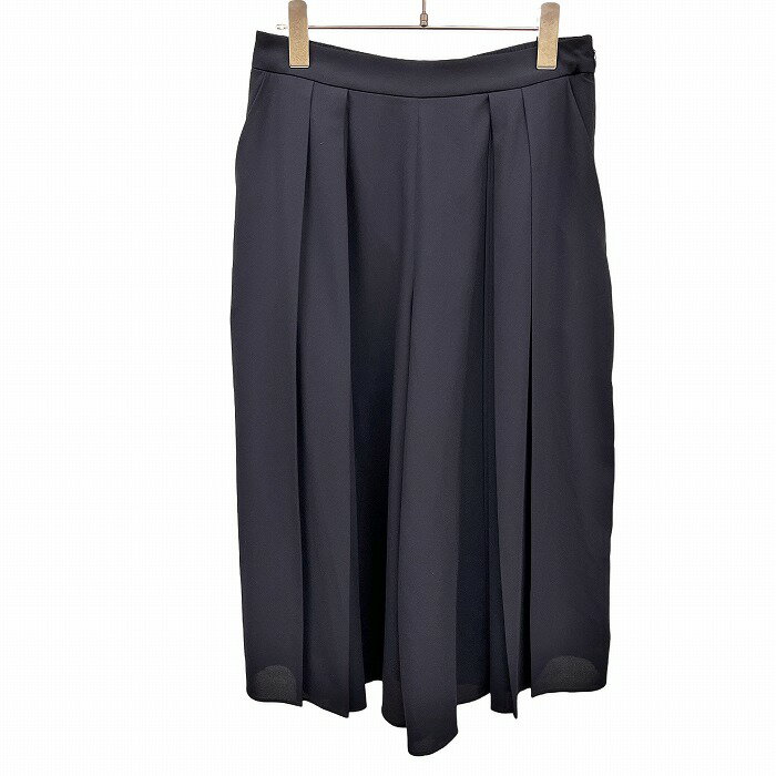 Rakuten - 【スーパーSALE★30%OFF★対象商品】【新品】[印象N] Reflect リフレクト パンツ レディース L ネイビー 紺 ポリ100% 裏地付き サイドファスナー 薄手 ジョーゼット プリーツ ガウチョ 無地 7分丈