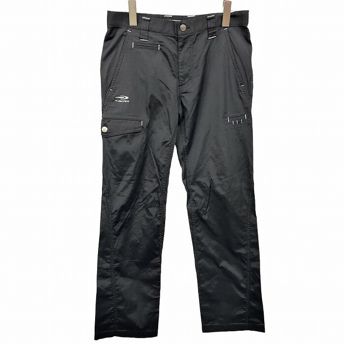 乐天商城 - 【中古】[印象AB] TIGORA ティゴラ パンツ メンズ 76 ブラック 黒 綿×ナイロン×ポリウレタン ウエストの内側に滑り止め ゴルフ ストレート ロゴ刺繍 ジップフライ Dリング付き