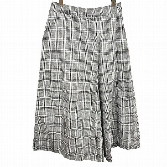 Cropped Pants - 【中古】Ray Beams レイビームス ガウチョパンツ キュロットパンツ サイドファスナー 裏地付き グレンチェック 綿×ポリなど 1 黒×白×グレー×茶 レディース