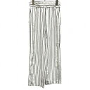 【新品/訳アリ】le.coeur blanc ワイド イージーパンツ ストライプ ウエストゴム レーヨン×麻 38 オフホワイト 白系×黒 レディース