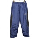 【中古】ミズノ MIZUNO 中綿入り パデッドパンツ テーパード ウエストにゴムと紐 ロゴプリント ポリ100% S ネイビー 紺×黒×グレー メンズ