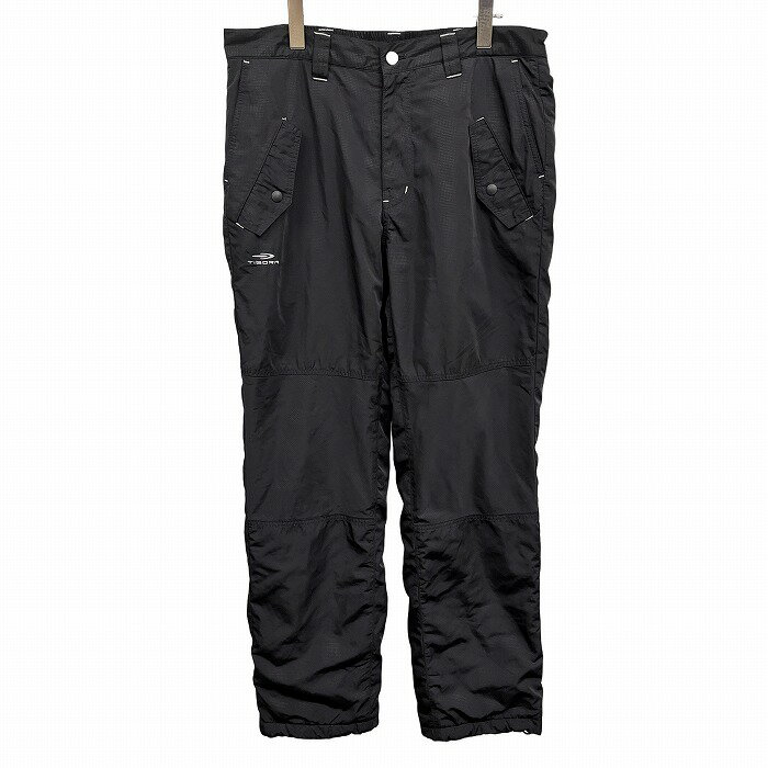 乐天商城 - 【中古】[印象AB] TIGORA ティゴラ パンツ メンズ L ブラック 黒 ポリ100% 中綿入り 裾に調節ゴム 少しテーパード ロゴ刺繍 ジップフライ