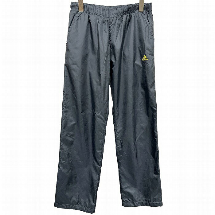 Rakuten - 【中古】[印象AB] adidas アディダス パンツ レディース M ネイビー 紺×黄 ポリ100% ファスナーなど無し 裏地は後ろ身頃側が微起毛 裏地付き ストレート ロゴプリント 後ろポケット無し スポーツ