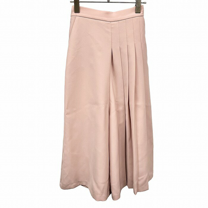 【まもなく開催|本日1/24日(土)20:00〜1/29(木)01:59＼1月後半お買い物マラソン／100円〜2,000円OFFクーポン配布中】【中古】QUEENS COURT ガウチョパンツ ワイド クロップドパンツ ウエストゴム 左側にタック 無地 7分丈 ポリ100% 1 くすみピンク レディース