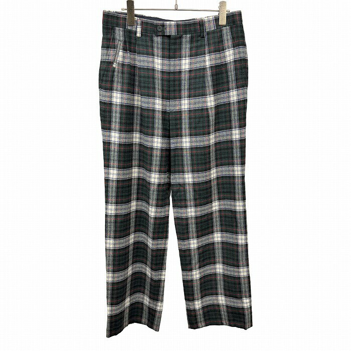Rakuten - 【中古】[印象AB] POWER BILT パワービルト ウールパンツ メンズ 82 グリーン 緑×赤×青×白系 毛×ナイロン ウエストの内側に滑り止めテープ ゴルフ 起毛 チェック 2タック