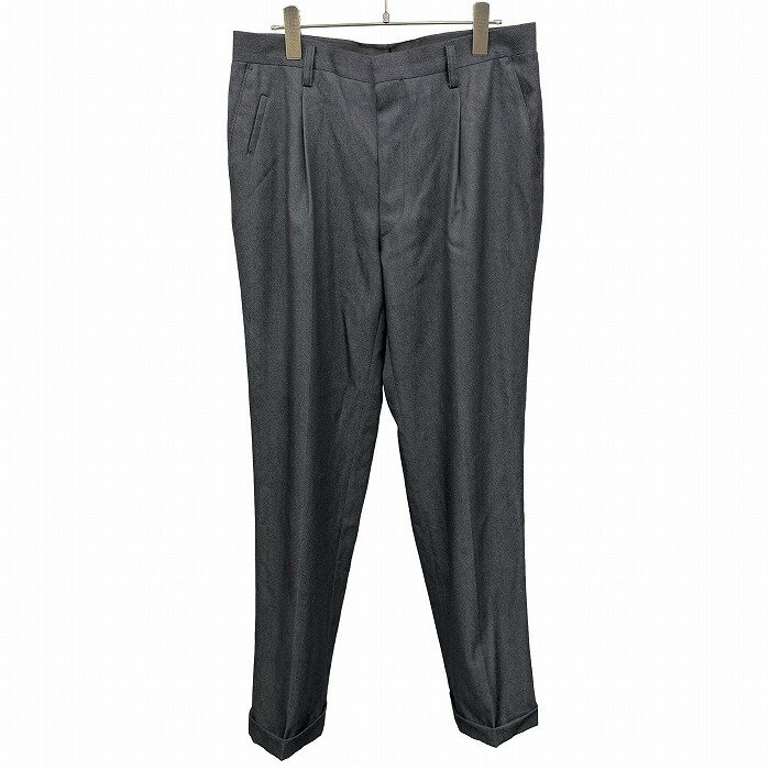樂天商城 - 【中古】[印象AB] DAKS LONDON ダックス ロンドン パンツ メンズ 85 ブラック 黒 毛100% 無地 ジップフライ ウエストの内側に滑り止め 1タック トラウザーズ ストレート 裾ダブル 前身頃の膝あたりまで裏地付き
