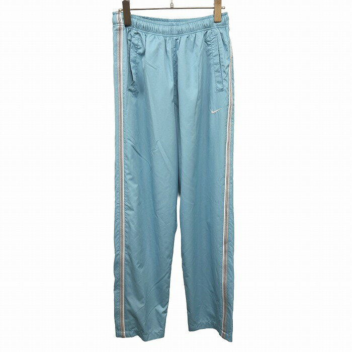 樂天商城 - 【中古】[印象AB] NIKE ナイキ パンツ メンズ L ブルー 青×白×グレー×黒 ポリ100% 後ろポケット無し 薄手 メッシュ裏地 裾ジップ 前閉じ ロゴ刺繍
