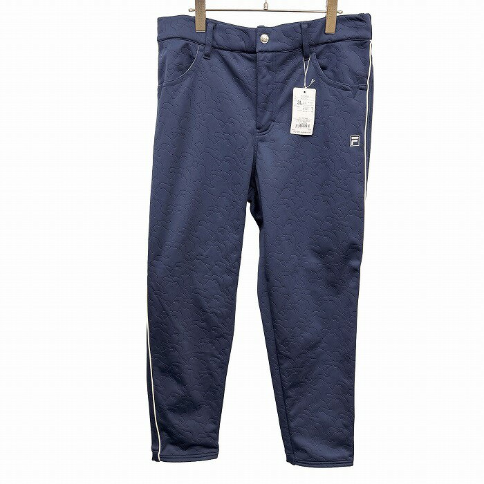 樂天商城 - 【新品】[印象N] FILA GOLF フィラゴルフ パンツ メンズ 3L ネイビー ポリ100% ジップフライ テーパード 裏起毛 迷彩風のロゴ柄