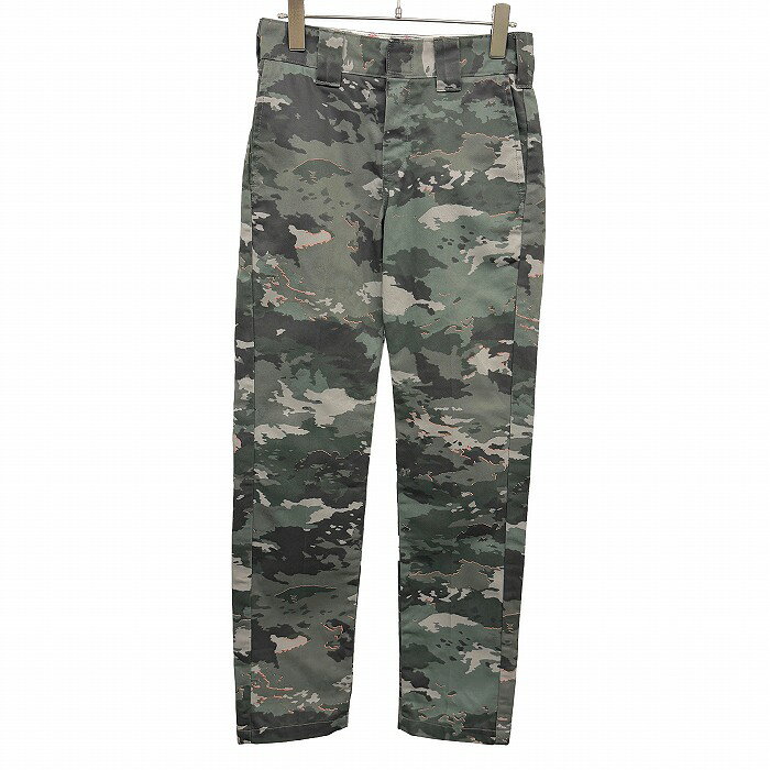 乐天商城 - 【中古】[印象AB] Dickies ディッキーズ ワークパンツ / チノパンツ レディース 25 グリーン 緑×オレンジ×グレー×黒 ポリ×綿 迷彩柄 ストレート 古着