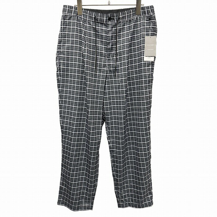 樂天商城 - 【新品】[印象N] B:MING by BEAMS ビーミングバイビームス テーパードパンツ メンズ L 黒 ポリ100% ウエストの両サイドにゴム ウエスト紐 ジップフライ 薄手 クールファイバー チェック 1タック