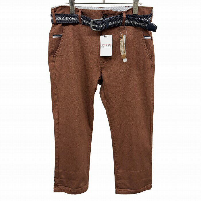 樂天商城 - 【新品】[印象N] Right-on STONE HEAD ライトオン ストーンヘッド チノクロップドパンツ 7分丈 メンズ L ブラウン 茶×紺×白 綿×ポリエステル×ポリウレタン 中国製 裾にボーダー柄裏地 ジップフライ 僅かにストレッチ