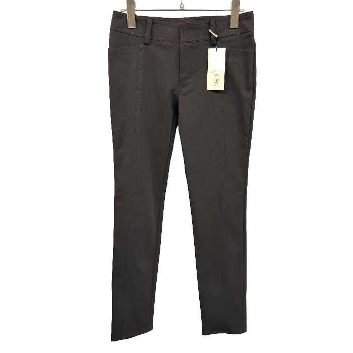 【新品】[印象N] MICHEL KLEIN ミッシェルクラン ストレッチスキニーパンツ ローライズパンツ 股上が浅い レディース 36(ウエスト61/ヒップ86) ブラウン こげ茶 ナイロン×ポリウレタン 無地 日本製 トップボタンがホック ジップフライ センターシーム ストレート