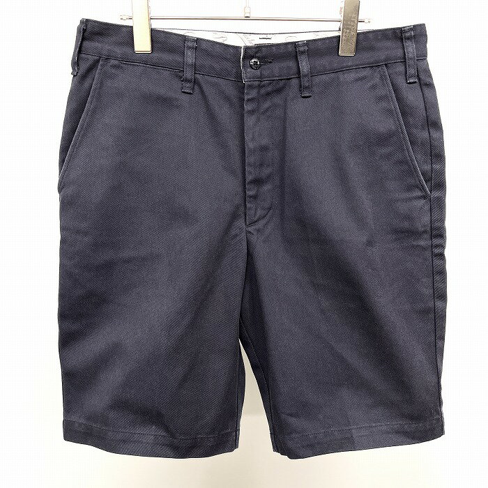 【全品ポイント10倍|開催中|〜4/10(金)01:59まで＼4月お買い物マラソン／100円〜2,000円OFFクーポン配布中】【中古】グローリーバウンド GLORY BOUND テーパードショーツ ハーフパンツ チノパンツ ショート ロゴパッチ 日本製 ポリ×綿 L ネイビー 紺 メンズ
