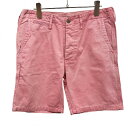 【中古】フリーズショップメン FREE'S SHOP MEN テーパード チノショーツ ショートパンツ ハーフパンツ 無地 ボタンフライ 綿100% M ピンク...