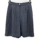 【中古】TRUSSARDI トラサルディ 42 レディース 薄手 シフォンキュロット ショートパンツ ショーツ ハーフパンツ キュプラ裏地 ポリ100% ネイビー