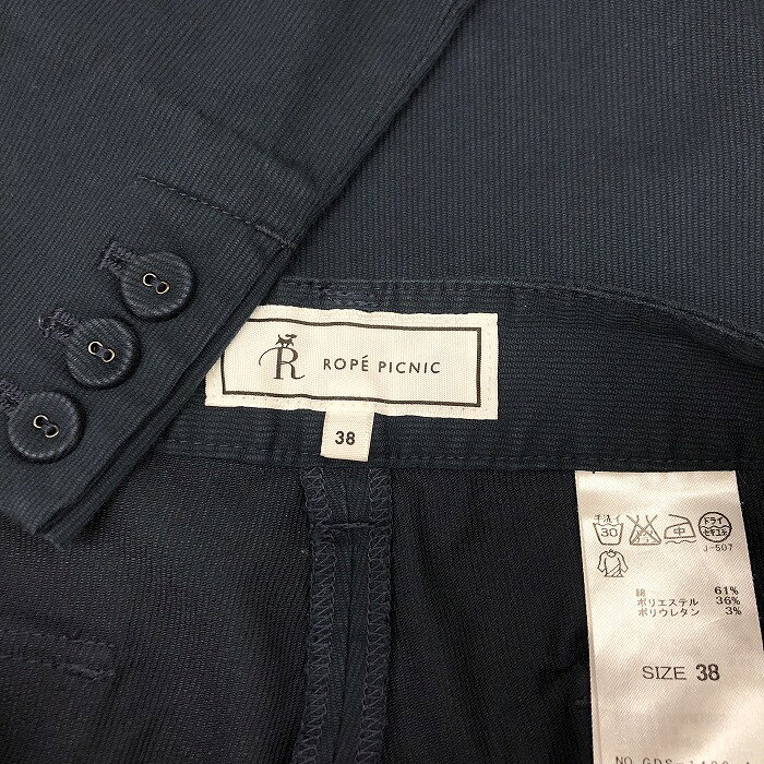 【中古】[印象AB] ROPE PICNIC ロペピクニック クロップドパンツ レディース 38 ネイビー 紺 綿×ポリエステル×ポリウレタン テーパード 裾ボタン 7分丈 undo-rowa-10046357 Undo Rowa 楽天市場店 サンプル画像3
