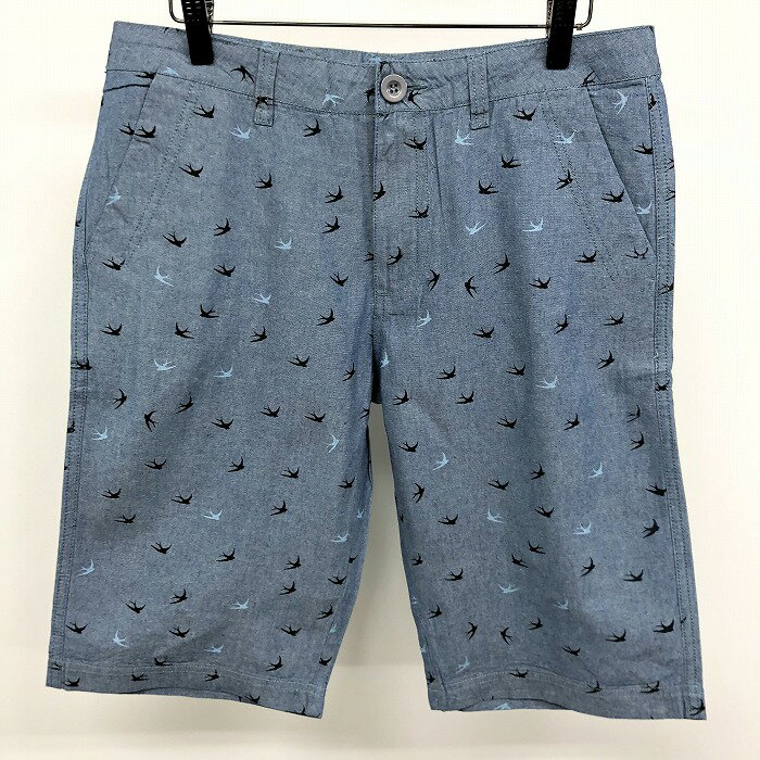 【全品PT20倍!!開催中|〜11/27(木)01時59分まで＼Black Friday★ブラックフライデー／最大2千円OFFクーポンも】【新品】Brillant - 32 メンズ 男性 若干薄手 テーパードショーツ ショートパンツ ハーフパンツ 総柄 鳥 燕 ツバメ - ヘザーネイビー 杢紺