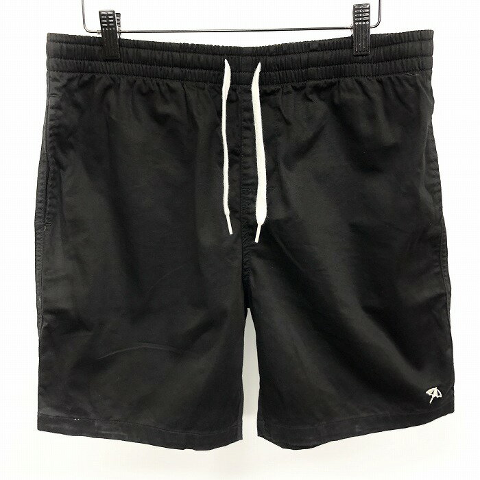 乐天商城 - 【中古】[印象B] Arnold Palmer アーノルドパーマー テーパードショーツ / ショートパンツ / ハーフパンツ メンズ M 黒 綿×ポリウレタン 裾にシャンパンゴールドのラメ糸のロゴ刺繍 前立て無し 若干薄手 ストレッチ