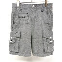 【中古】DIESEL ディーゼル 28 メンズ テーパードカーゴショーツ ショートパンツ ハーフパンツ グレンチェック 綿100% ブラック×ホワイト 黒×白