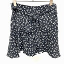 【まもなく終了|全品ポイント20倍|~本日23時59分\24時間限定!!毎月1日はワンダフルデー/最大1,000円OFFクーポン】【中古】ZARA ザラ S レディース 薄手 透け感 裾フリルフレアミニスカートパンツ 裏地無し 花柄 レーヨン100% ブラック×オフホワイト 黒