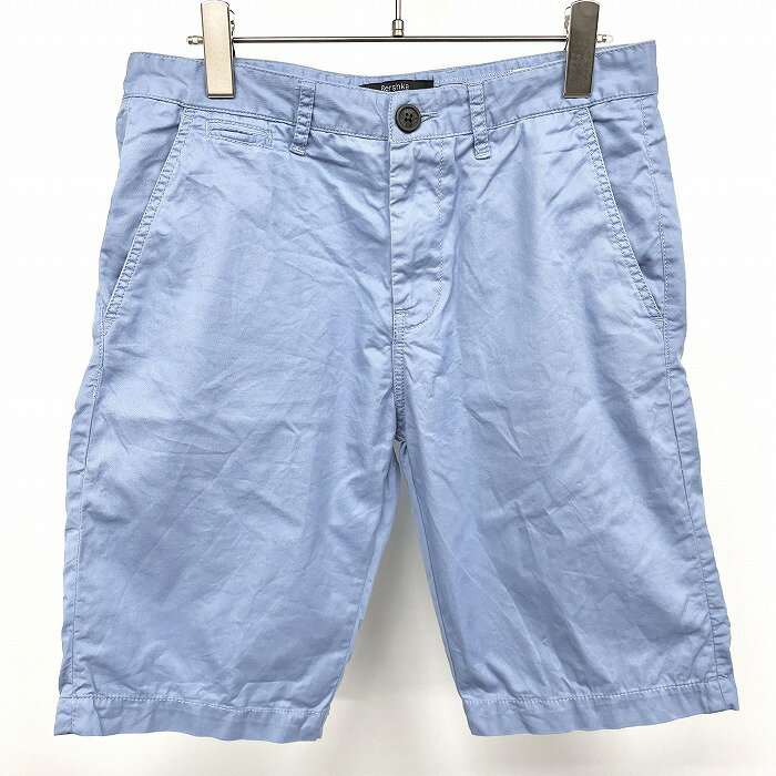【全品ポイント10倍|開催中|〜04/10(木)01:59まで\4月お買い物マラソン/100円〜2,000円OFFクーポン配布中】【中古】ベルシュカ Bershka テーパードショーツ ハーフパンツ ショートパンツ 少し薄手 ジップフライ 綿100% コットン 30 ブルー系 青系 メンズ