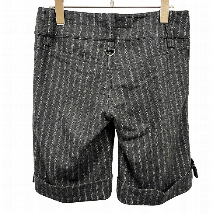 【全品ポイント10倍|開催中|〜9/24(水)01:59＼9月お買い物マラソン／100円〜2,000円OFFクーポン配布中】ロイヤルパーティー 【新品】ROYAL PARTY 起毛 ハーフパンツ ストライプ ポリ×ウール 38 チャコールブラック 黒系×白 レディース