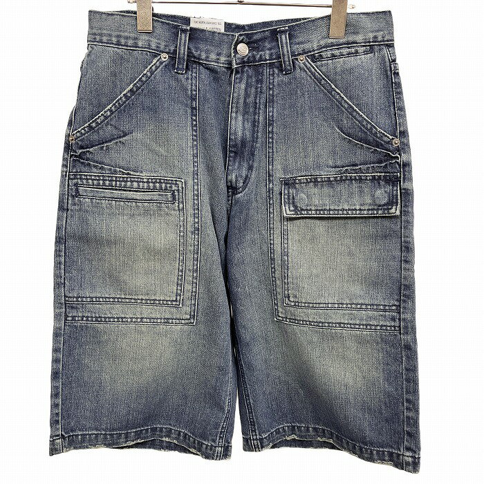 Cotton Pants - 【新品】Dickies ディッキーズ デニムショーツ ショートパンツ ハーフパンツ ジップフライ テーパード USED加工 綿100% 32 ブルー 青 メンズ